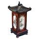 Carved Wood Art Home Deco Lantern Brown Square Bedside Bedroom Table Lamp Light