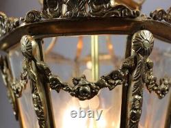Chandelier Lantern French Louis XVI Style Bronze Gold Leaf Elegant Vintage Light
