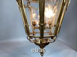 Chandelier Lantern French Louis XVI Style Bronze Gold Leaf Elegant Vintage Light