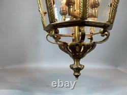 Chandelier Lantern French Louis XVI Style Bronze Gold Leaf Elegant Vintage Light