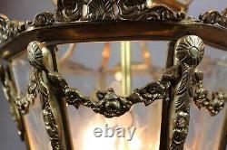 Chandelier Lantern French Louis XVI Style Bronze Gold Leaf Elegant Vintage Light
