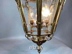 Chandelier Lantern French Louis XVI Style Bronze Gold Leaf Elegant Vintage Light