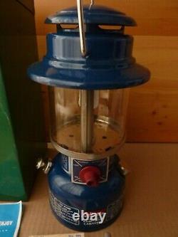 Coleman Blue 321 Lantern with steel case, #999 mantles, & funnel nice condition