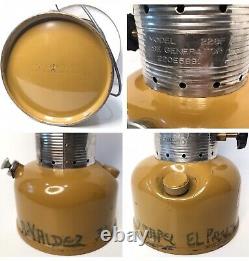 Coleman GOLD BOND 1/72 228F Vintage Gas Camping Lantern w Pyrex US AMBER Globe