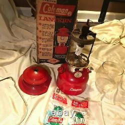 Coleman Red 200A 64 Lantern Vintage Original Made USA with 2 new mantles. Lights