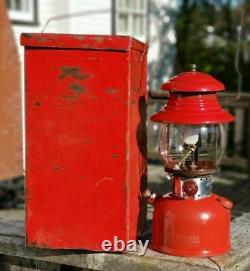 Coleman Red Coleman 200 Mantle Lantern w Metal Case and Original Box Feb 1963