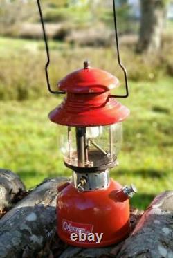 Coleman Red Coleman 200 Mantle Lantern w Metal Case and Original Box Feb 1963