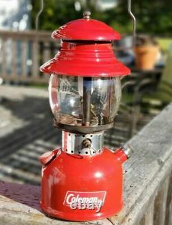 Coleman Red Coleman 200 Mantle Lantern w Metal Case and Original Box Feb 1963