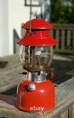 Coleman Red Coleman 200 Mantle Lantern w Metal Case and Original Box Feb 1963