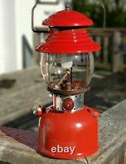 Coleman Red Coleman 200 Mantle Lantern w Metal Case and Original Box Feb 1963