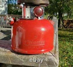 Coleman Red Coleman 200 Mantle Lantern w Metal Case and Original Box Feb 1963