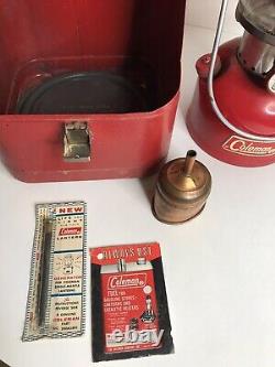 Coleman Red Guillotine Metal Case 200A Single Mantle Lantern 2/72 withAccessories