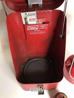 Coleman Red Guillotine Metal Case 200A Single Mantle Lantern 2/72 withAccessories