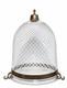 Colonial Etched Glass Bell Jar Lantern Diamond Cut Floral Brass Antique Vintage