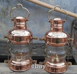 Copper Brass Anchor Oil Lamp Nautical Maritime Ship Lantern Boat Antique Light