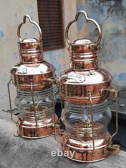 Copper Brass Anchor Oil Lamp Nautical Maritime Ship Lantern Boat Antique Light