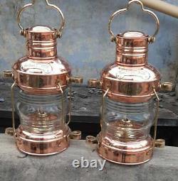 Copper Brass Anchor Oil Lamp Nautical Maritime Ship Lantern Boat Antique Light