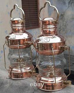 Copper Brass Anchor Oil Lamp Nautical Maritime Ship Lantern Boat Antique Light