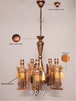 Copper-Toned 5-Light Antique Edison Ceiling Lamp