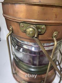 Copper Vintage nautical Not Under Command lantern withfresnel lens-METEORITE