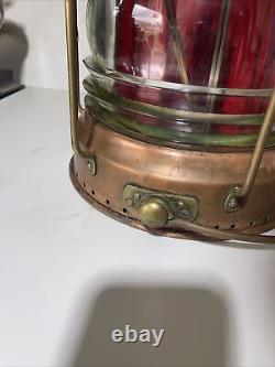 Copper Vintage nautical Not Under Command lantern withfresnel lens-METEORITE