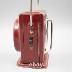 Delta Electric Small Red Flashlight Lantern Metal Vintage Antique circa 1919