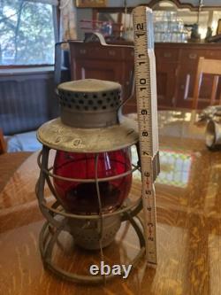 Dietz No. 39 Antique Railroad Lantern Red Glass Globe Steel Clad City of New York