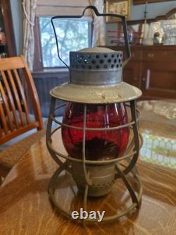 Dietz No. 39 Antique Railroad Lantern Red Glass Globe Steel Clad City of New York