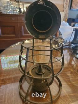 Dietz No. 39 Antique Railroad Lantern Red Glass Globe Steel Clad City of New York