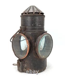 Early Antique Highway Railroad 4 Lens 14 Heavy Metal Candle Lantern