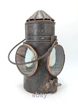 Early Antique Highway Railroad 4 Lens 14 Heavy Metal Candle Lantern