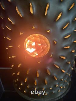 Early Bradley & Hubbard Pierced Brass Lantern with Colored Faceted Jeweled Glass