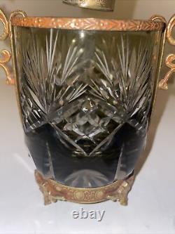 Elegant antique lantern glass VINTAGE 19 century oil lamp Brass