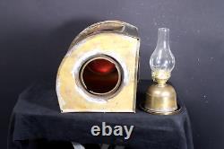 Exceptional Large 22 Brass Vintage Maritime Red Glass Port Ship Lantern Light