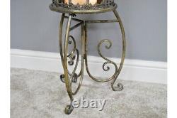 Extra Large Antique Style Rustic Gold Candle Lantern on a Stand