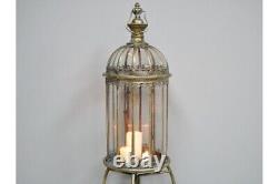 Extra Large Antique Style Rustic Gold Candle Lantern on a Stand