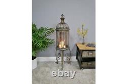 Extra Large Antique Style Rustic Gold Candle Lantern on a Stand