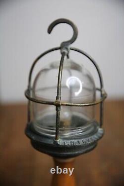 F H Lovell & CO Vintage Maritime Lantern Drop Light Brass industrial cage RARE