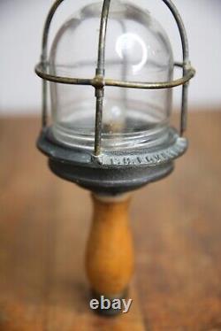 F H Lovell & CO Vintage Maritime Lantern Drop Light Brass industrial cage RARE