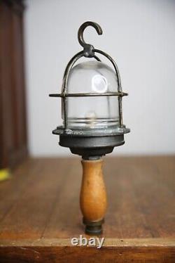 F H Lovell & CO Vintage Maritime Lantern Drop Light Brass industrial cage RARE
