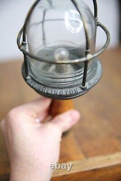F H Lovell & CO Vintage Maritime Lantern Drop Light Brass industrial cage RARE
