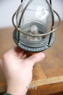F H Lovell & CO Vintage Maritime Lantern Drop Light Brass industrial cage RARE