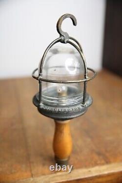 F H Lovell & CO Vintage Maritime Lantern Drop Light Brass industrial cage RARE