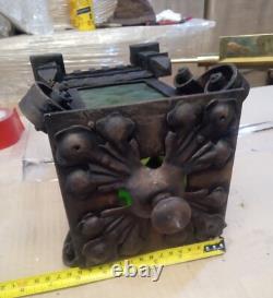 Fabulous Antique Gothic Hand Wrought Iron Lantern Pendant Chandelier w Bracket