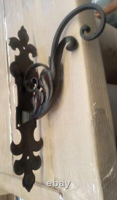 Fabulous Antique Gothic Hand Wrought Iron Lantern Pendant Chandelier w Bracket