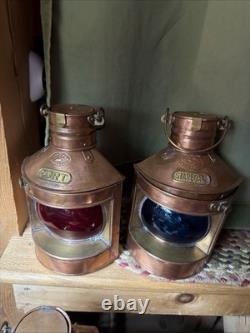Four Tung Woo 12 Ship Oil Lanterns Copper Brass Nautical Vintage