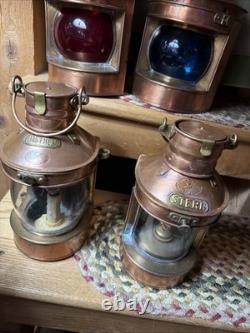 Four Tung Woo 12 Ship Oil Lanterns Copper Brass Nautical Vintage