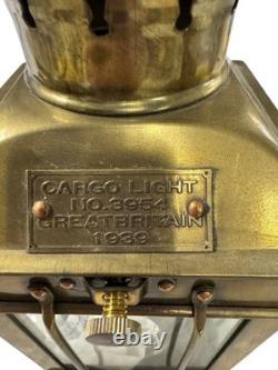 Great Britain Cargo Light No 3954 Brass Oil Lantern Gold 1939 Nautical Vintage