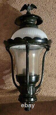 HUGE 27 Antique Outdoor Wall Street Lantern Sconce Eagle Top NEEDS RESTORATION