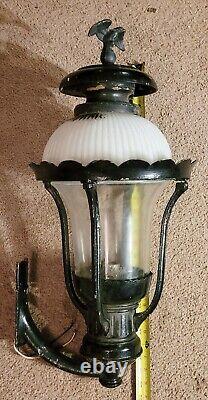 HUGE 27 Antique Outdoor Wall Street Lantern Sconce Eagle Top NEEDS RESTORATION